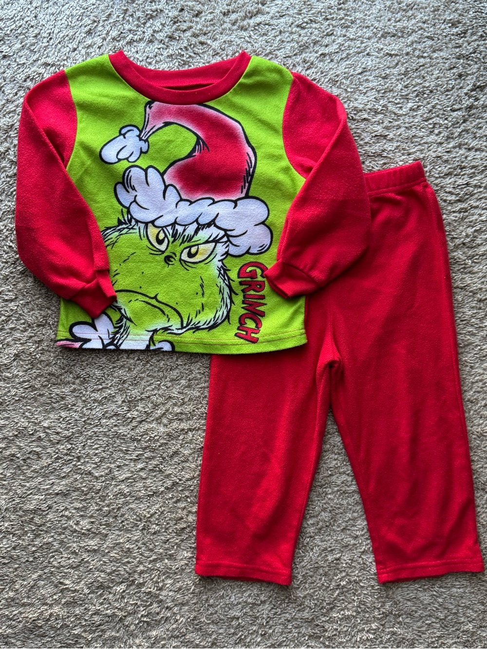 The Grinch Dr. Seuss Christmas Pajama Set Red Green Size 3T
